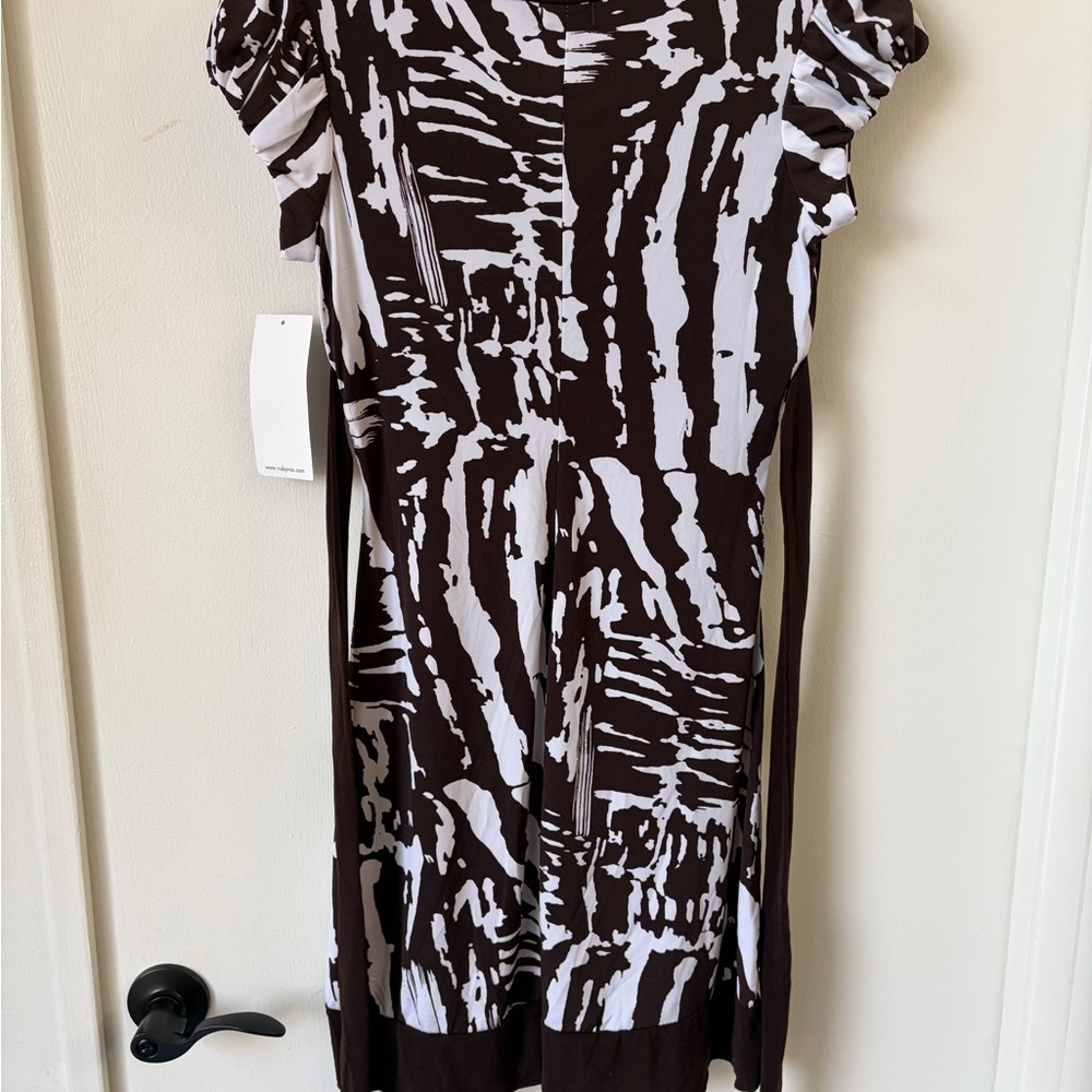 Y2K Vintage Ruby Rox Empire Waist Dress NWT | Brown Abstract Print Boho | Small - Picture 7 of 11